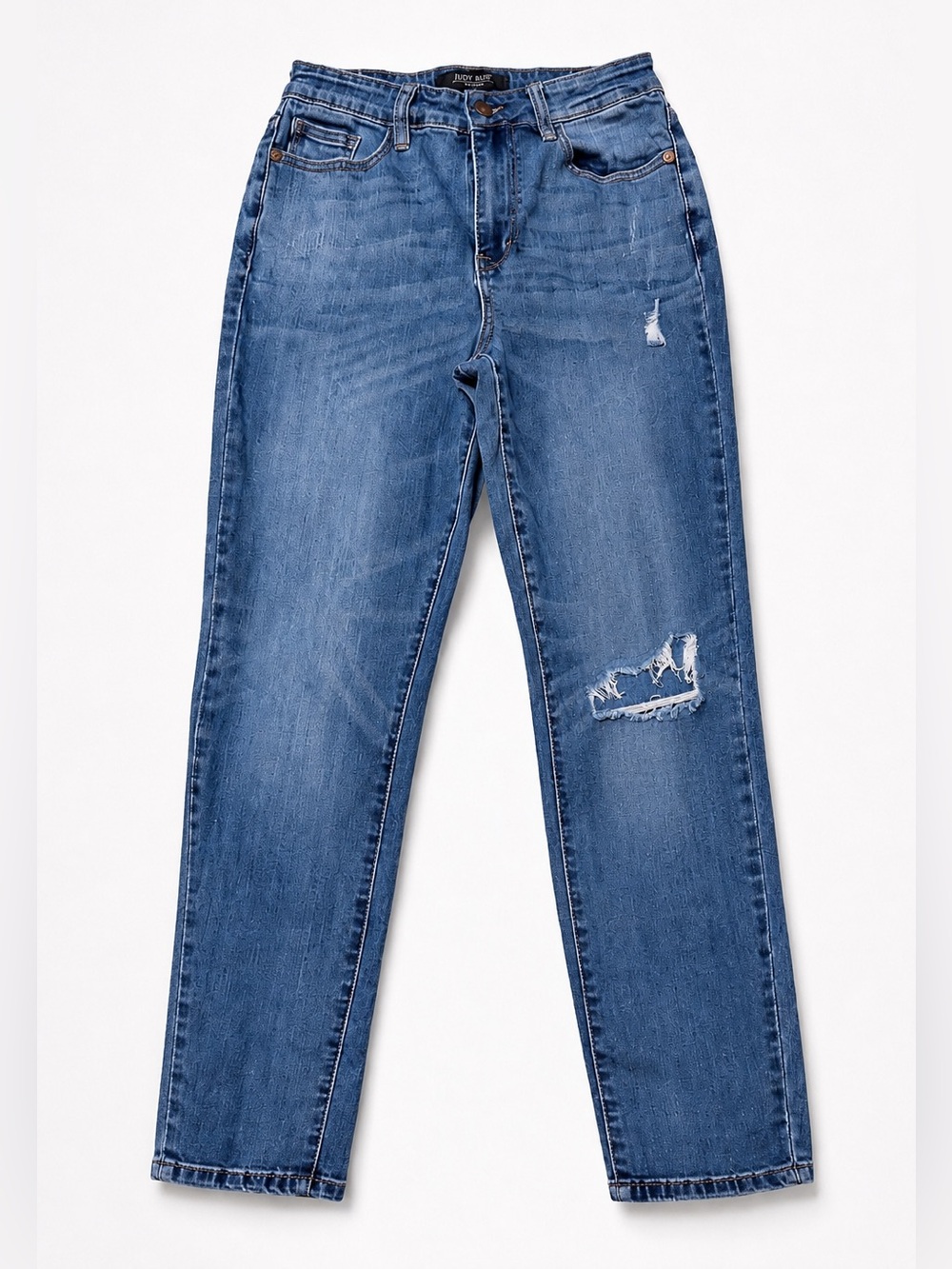 Judy Blue Boyfriend Fit Distressed Jeans Size 3/26 Medium Wash Stretch Denim